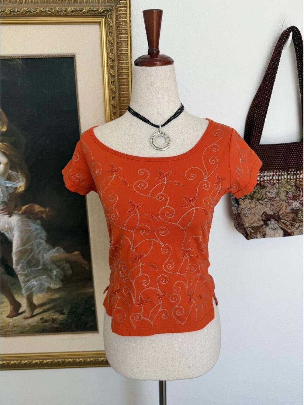 Euro Custo Barcelona Whimsi Floral Embroidered Beaded Top ✨🖤
